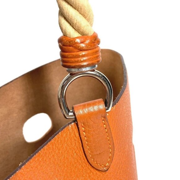 HERMES Shoulder bag Hand Bag Manjowar MM Taurillon Clemence Orange - Picture 11 of 15